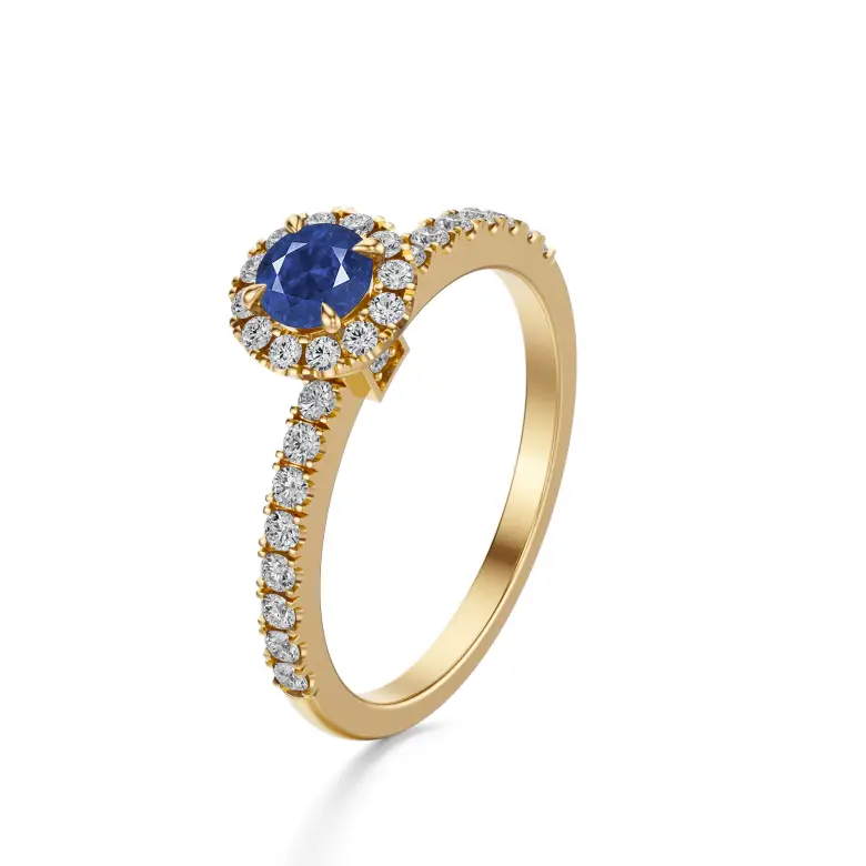 Pierścionek złoty z szafirem i brylantami AJPZ_027 Pierścionek złoty z szafirem i brylantami AJPZ_027